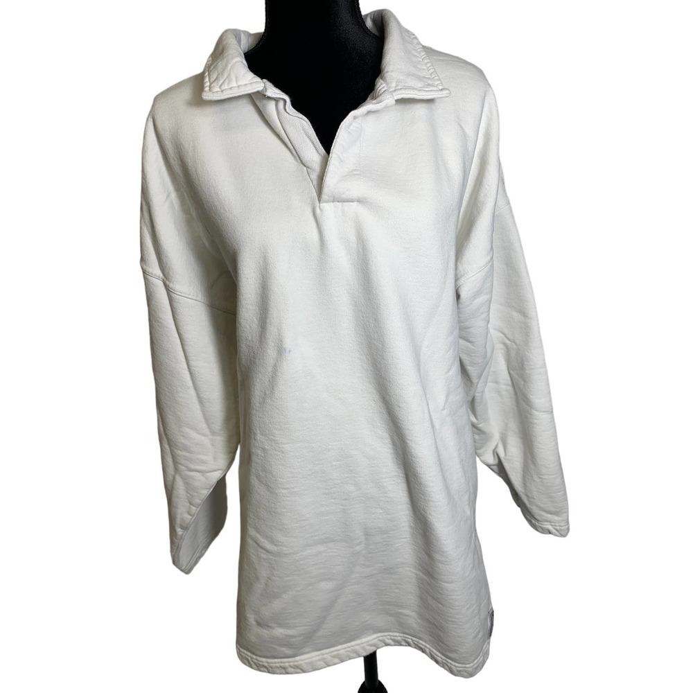 Sloppy Joe Off White Cream Collared Oversize Sweatshirt Sz 3 (XL)